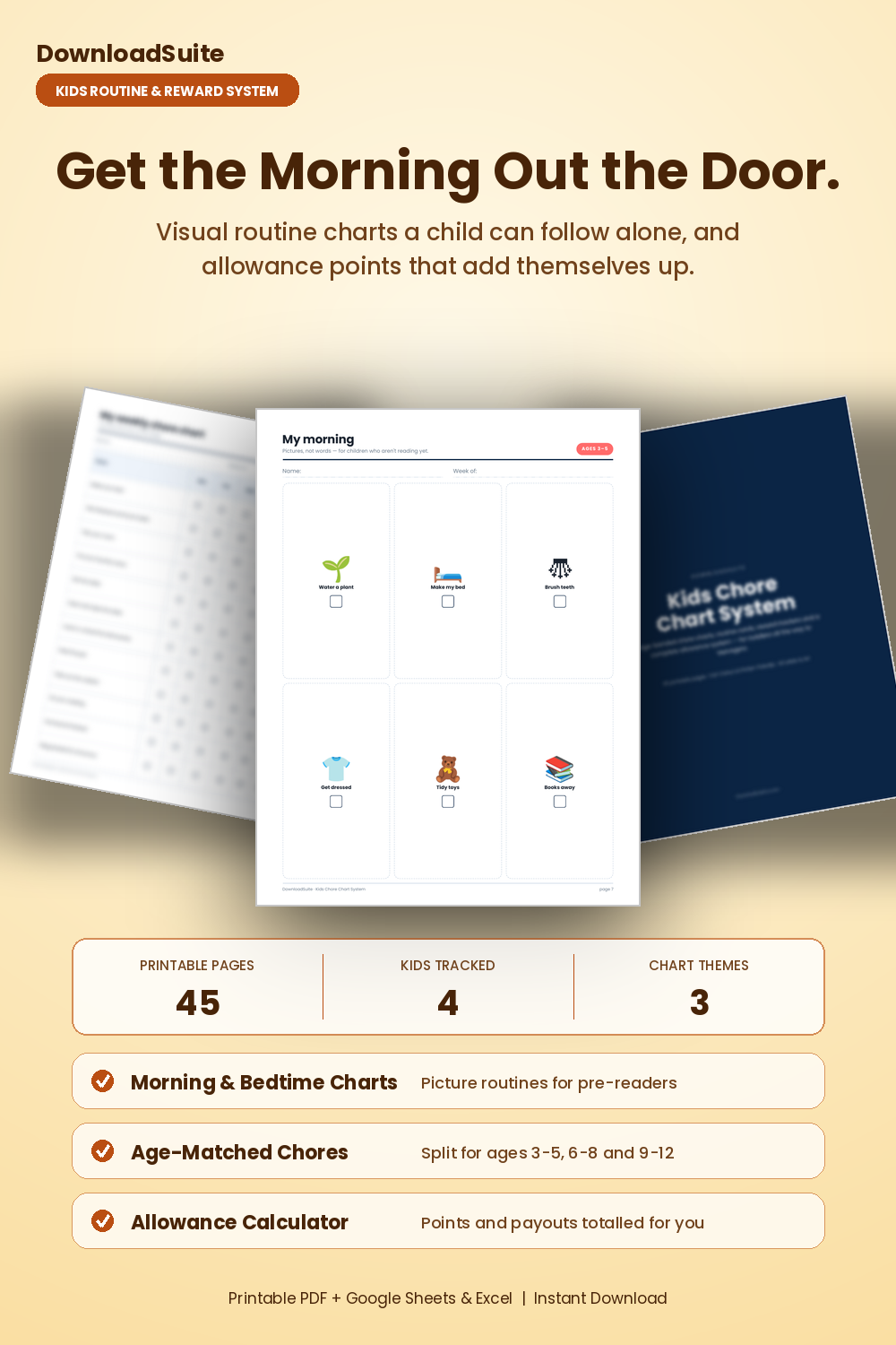 Kids Chore Chart & Daily Routine Reward System (Printable & Spreadsheet)