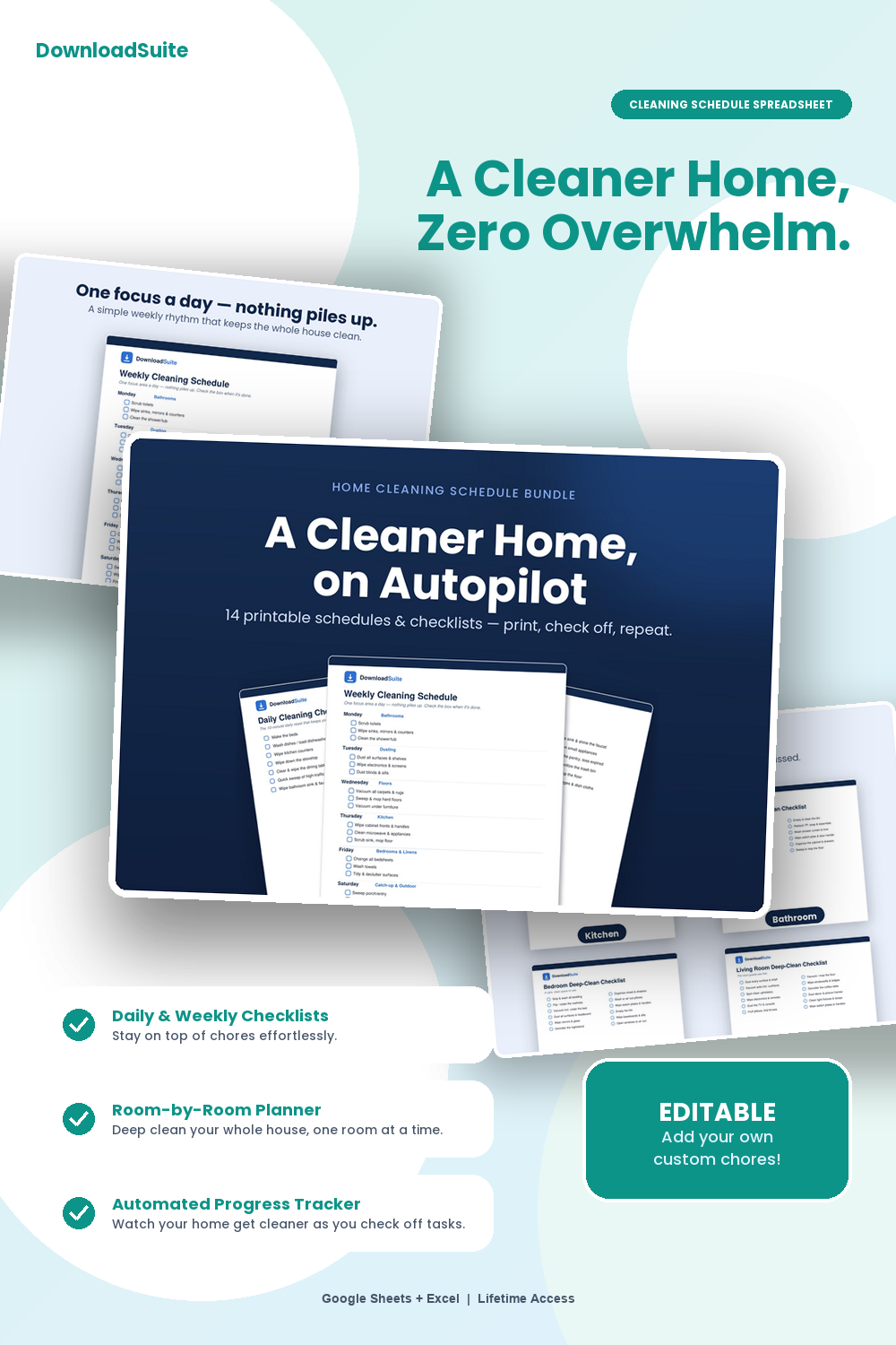 Cleaning Schedule Template & Home Organization Matrix (Google Sheets & Excel)