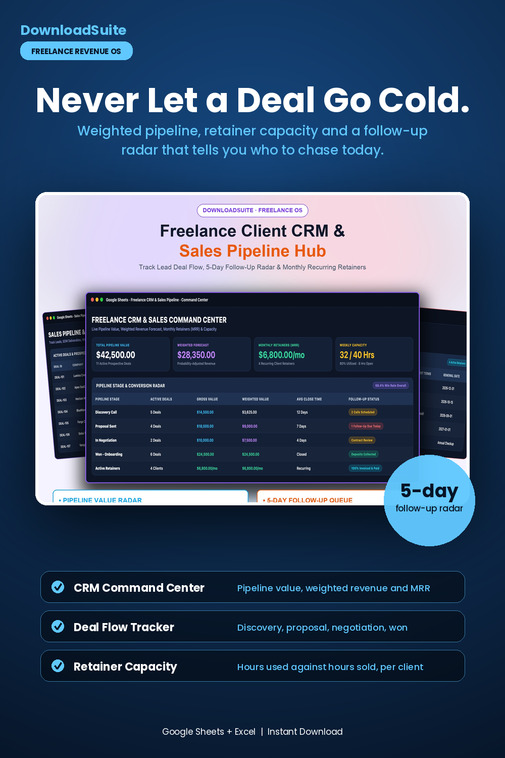 Freelance Client CRM & Sales Pipeline Spreadsheet