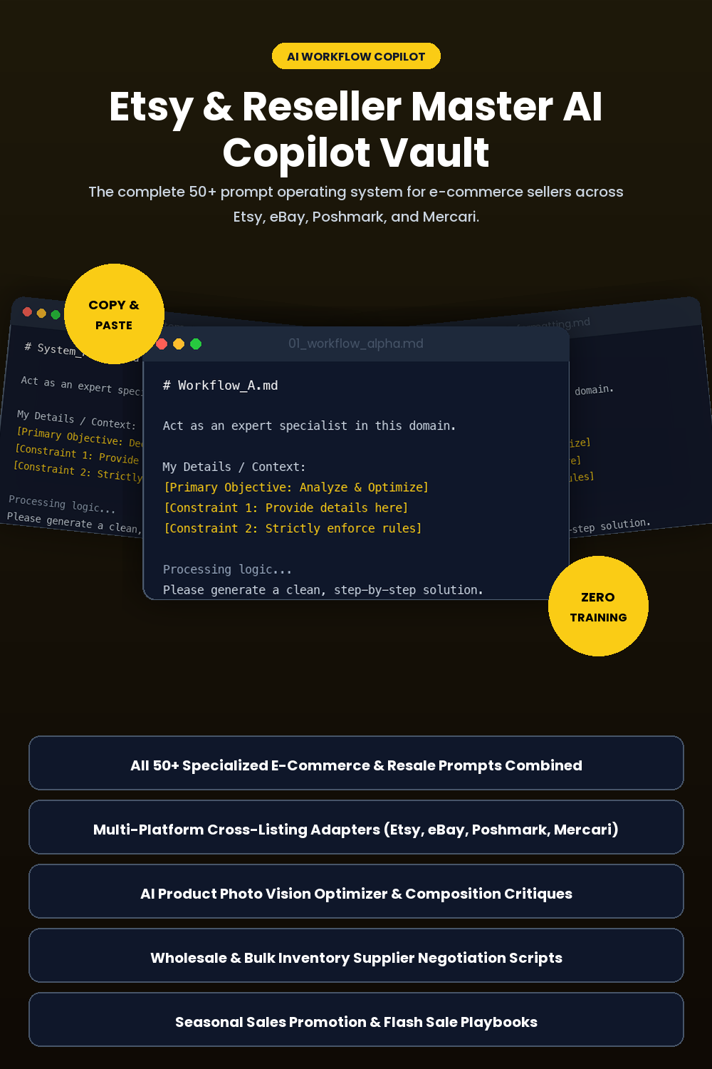 Etsy & Reseller Master AI Copilot Vault (50+ Prompts)