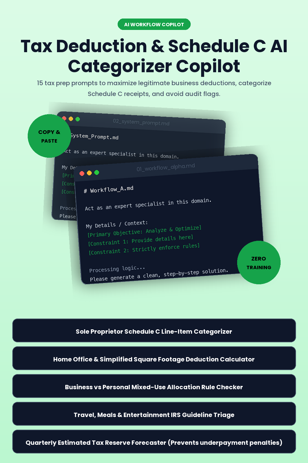 Tax Deduction & Schedule C AI Categorizer Copilot