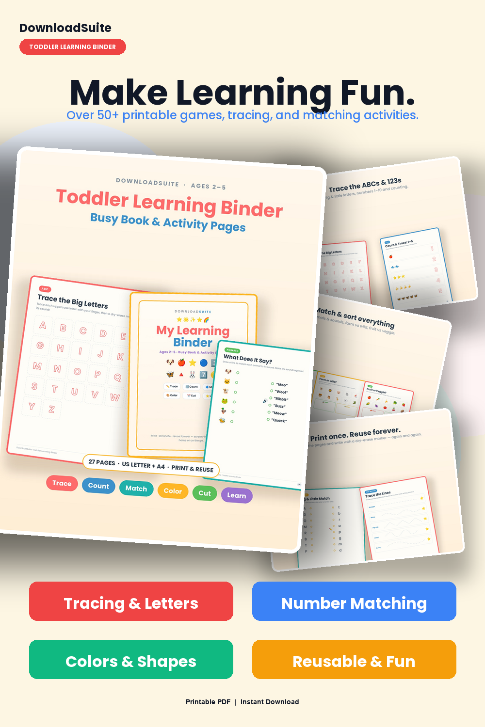 Toddler Learning Binder & Busy Book Printable (35+ Activity Pages)