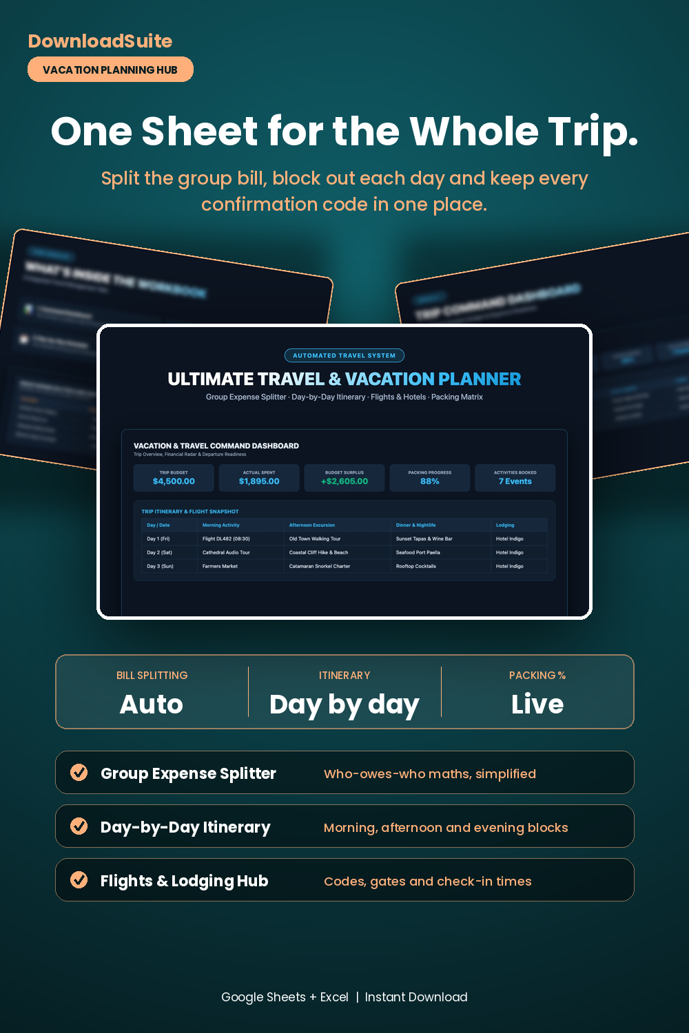 Ultimate Travel Planner Spreadsheet & Vacation Hub (Google Sheets & Excel)